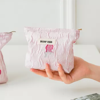 Light Pink Floral Cosmetic Bag for Touch-Ups & Travel